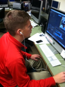 Daly in the middle of the editing process for Bobcat Breakdown