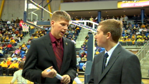 Daly talking Quinnipiac Field Hockey alongside Bobcats Madness co-host Jordan Siegler